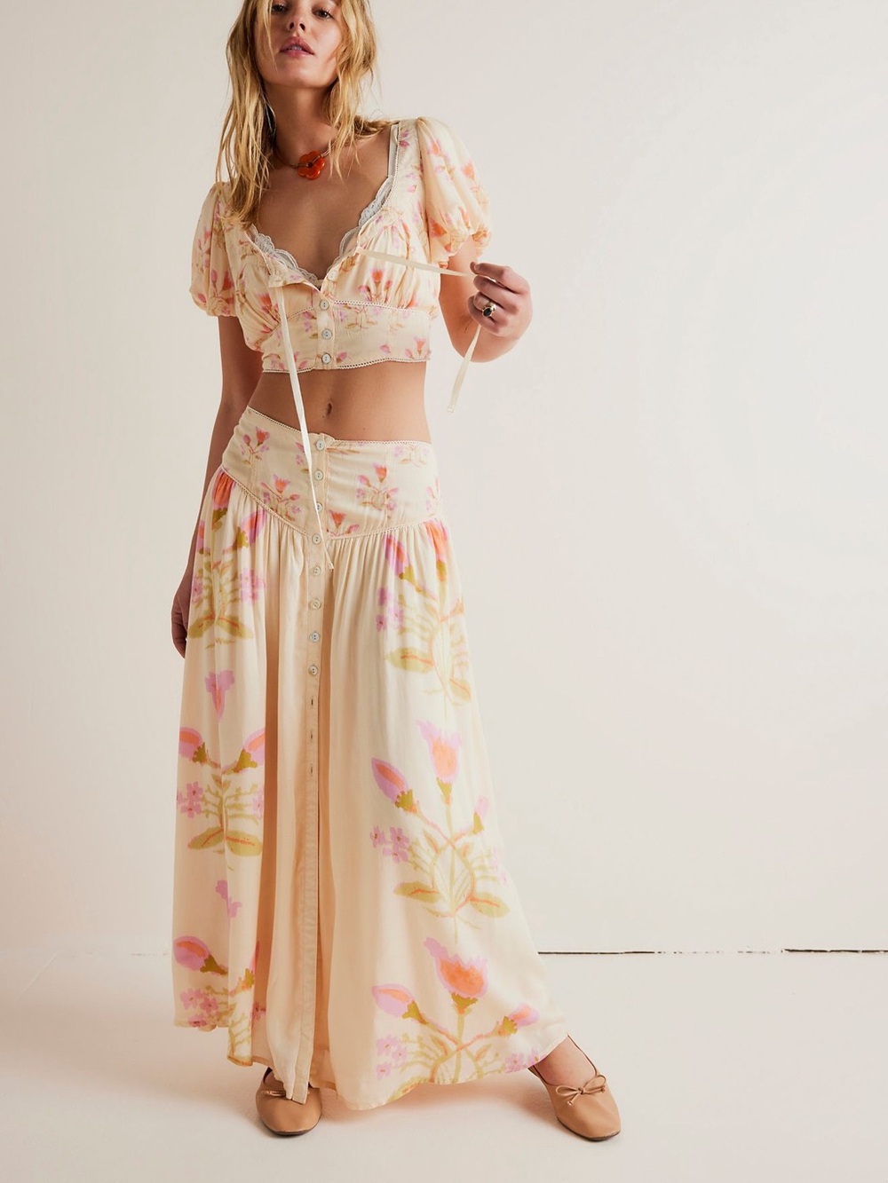 Free People Easy to Love Maxi Skirt Set
